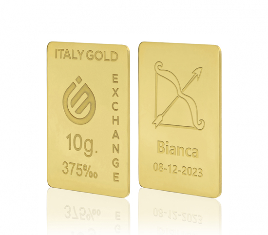 Sztabka złota ze znakiem zodiaku Strzelec 9kt 10gr Italy Gold Exchange